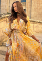 Wzorzysta Rochie maxi z szerokimi rękawami Summer Doll de culoarea fisticului