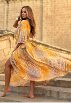 Wzorzysta Rochie maxi z szerokimi rękawami Summer Doll de culoarea fisticului