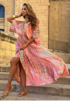 Wzorzysta Rochie maxi z szerokimi rękawami Summer Doll de culoarea fisticului