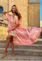 Wzorzysta Rochie maxi z szerokimi rękawami Summer Doll de culoarea fisticului