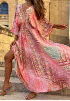 Wzorzysta Rochie maxi z szerokimi rękawami Summer Doll de culoarea fisticului