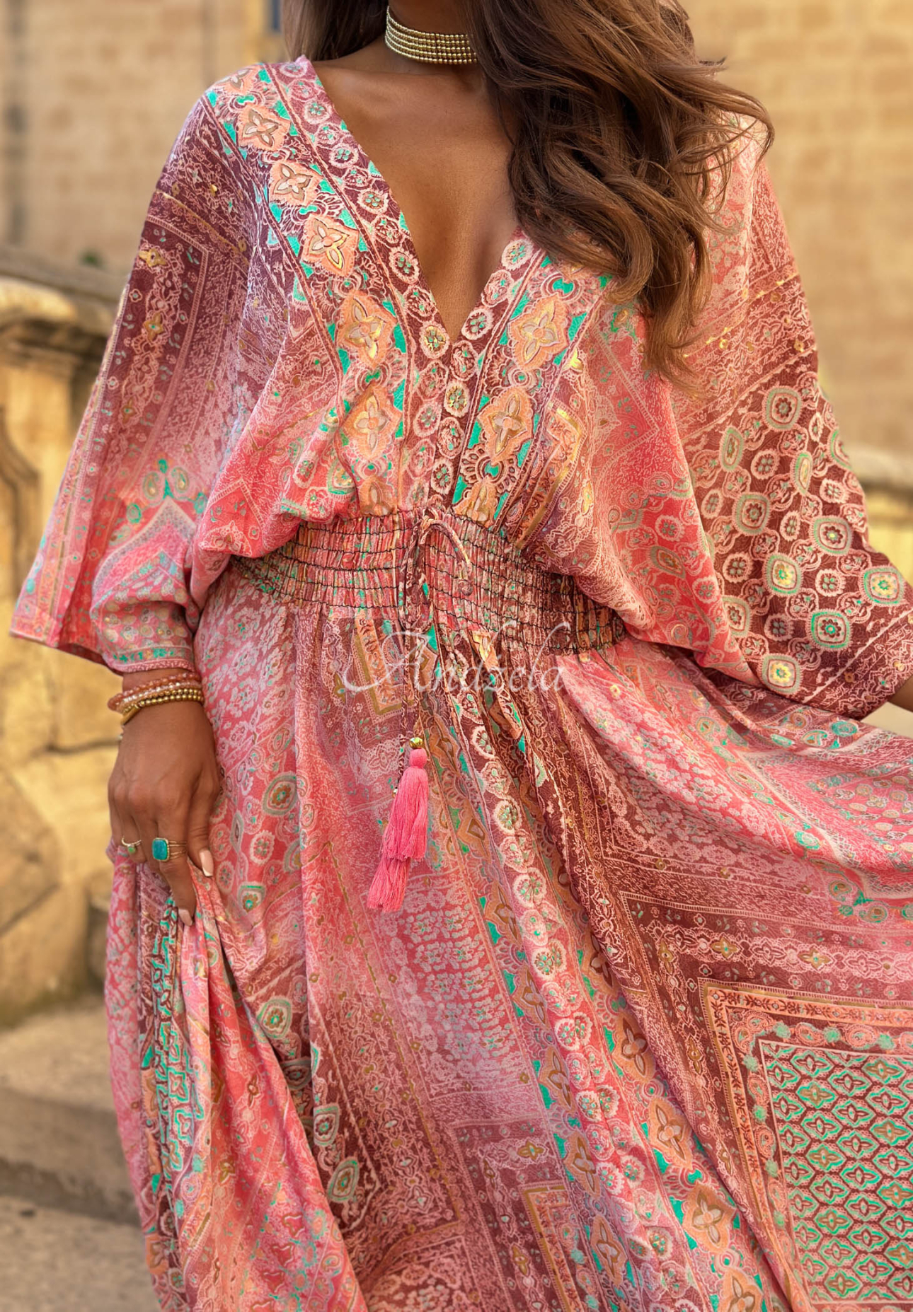 Rochie maxi cu imprimeu și mâneci largi Sun Rituals