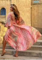 Wzorzysta Rochie maxi z szerokimi rękawami Summer Doll de culoarea fisticului