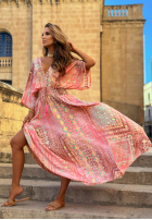 Wzorzysta Rochie maxi z szerokimi rękawami Summer Doll de culoarea fisticului
