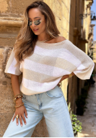 Pulover Tunică oversize w paski Dara biało-bej