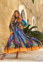 Wzorzysta Rochie maxi Sunset Ocean pomarańczowo-bluemarin