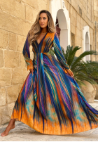 Wzorzysta Rochie maxi Sunset Ocean pomarańczowo-bluemarin