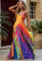 Wzorzysta Rochie maxi na ramiączkach Summer Sun galben