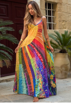 Wzorzysta Rochie maxi na ramiączkach Summer Sun galben