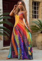 Wzorzysta Rochie maxi na ramiączkach Summer Sun galben