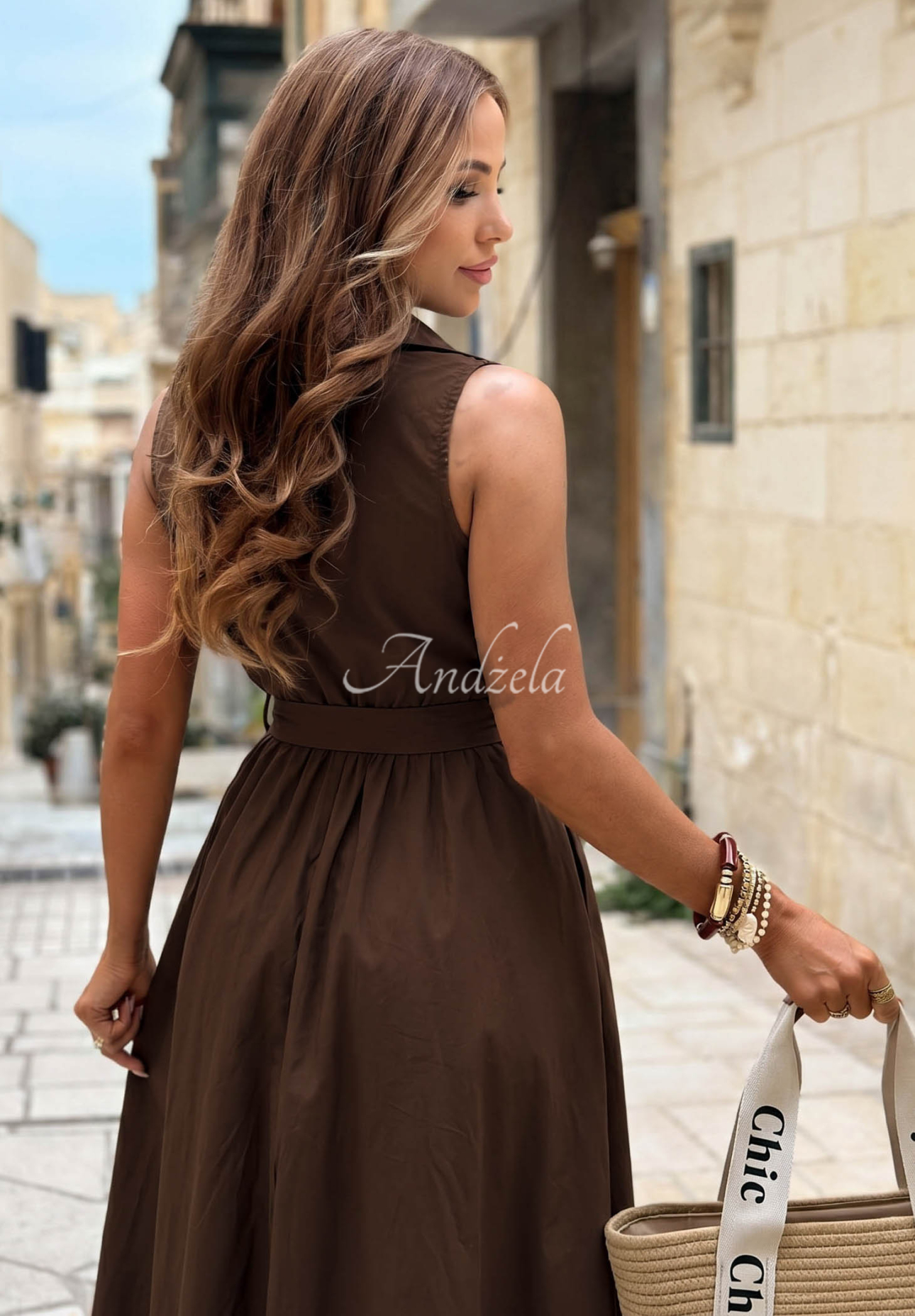 Rochie midi din bumbac cu curea Desert Muse