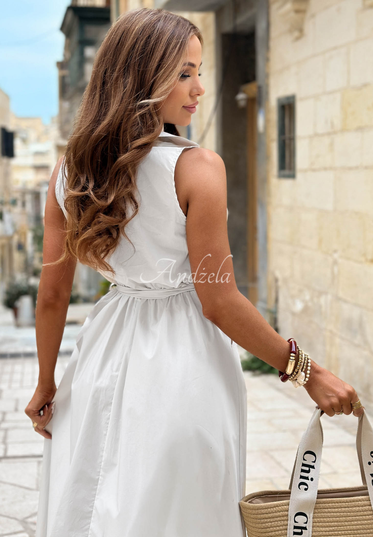 Rochie midi din bumbac cu curea Desert Muse