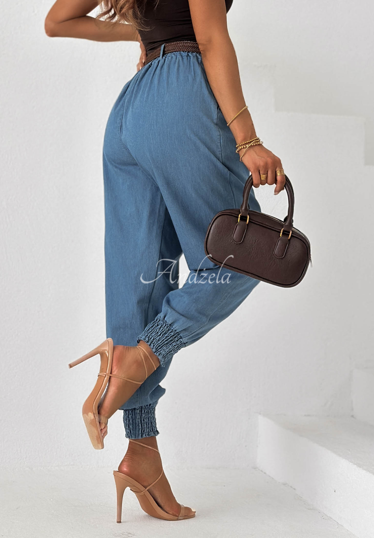 Pantaloni din material tip jogger cu curea Sea Free