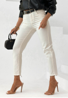 Pantaloni din denim mom fit z paskiem Time Passes ecru