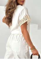 Tricou z koronką Lacy Heart Alb