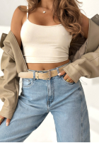 Pantaloni din denim banana z paskiem I Told You albastre