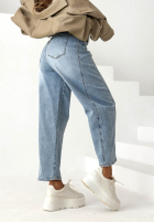 Pantaloni din denim banana z paskiem I Told You albastre