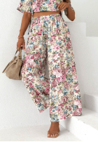 din material textil Pantaloni wide leg Flora Amora bej