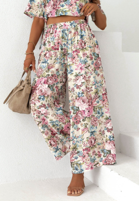 Pantaloni din viscoză wide leg Flora Amora