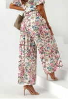 din material textil Pantaloni wide leg Flora Amora bej