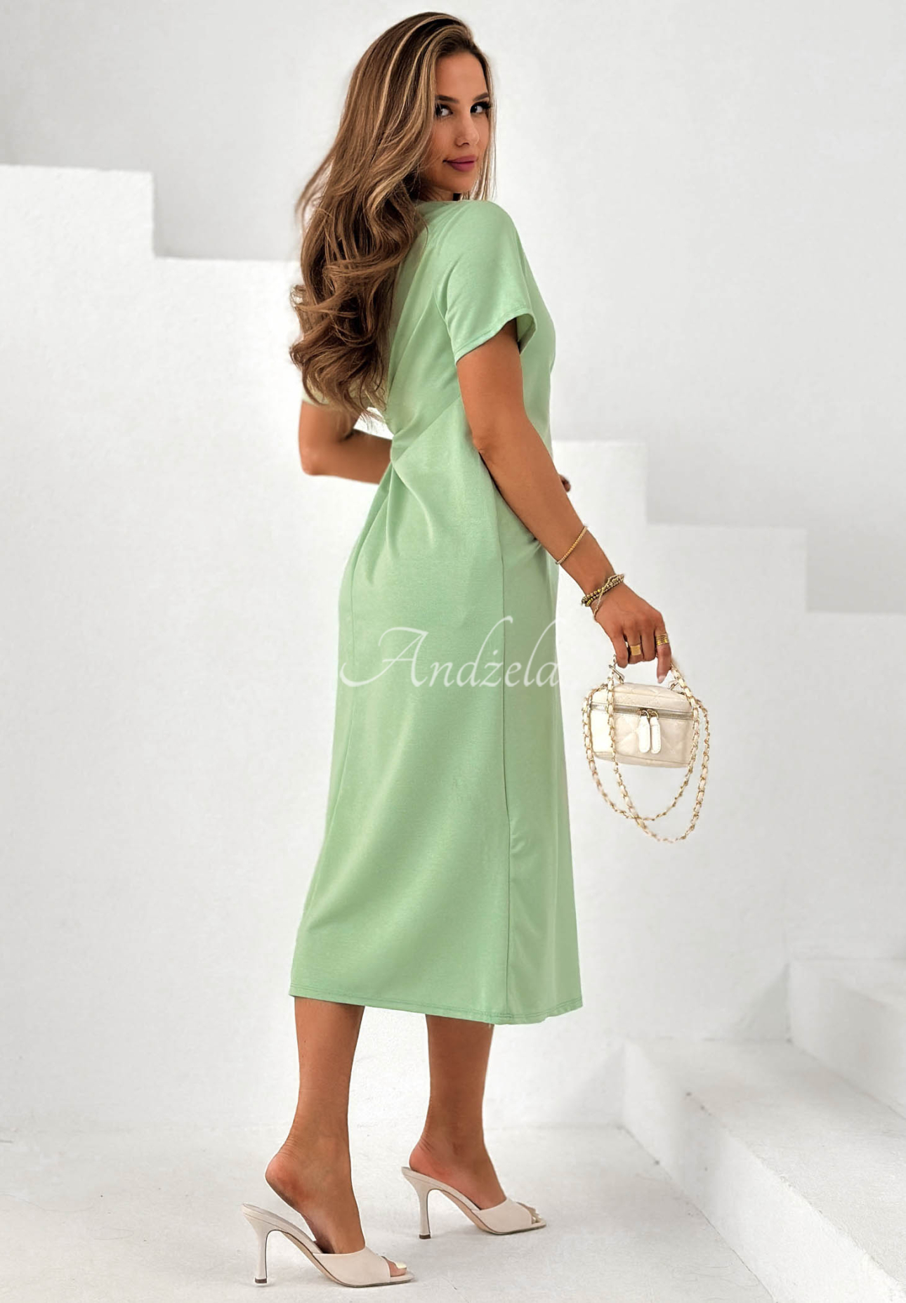 Rochie midi cu legare din viscoză Stay With You