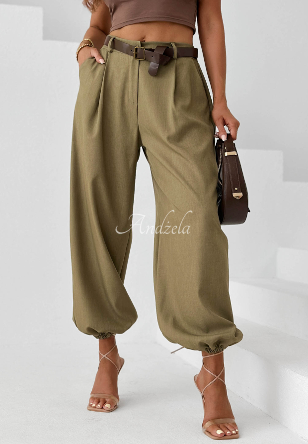 Pantaloni eleganți tip jogger cu curea Desert City