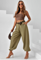 Eleganckie Pantaloni joggery z paskiem Desert City bej