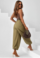 Eleganckie Pantaloni joggery z paskiem Desert City bej