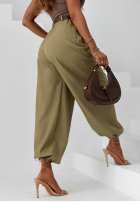 Eleganckie Pantaloni joggery z paskiem Desert City bej