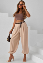 Eleganckie Pantaloni joggery z paskiem Desert City bej