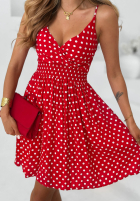 Rochie mini na ramiączkach w Buline Solar Dots roșie