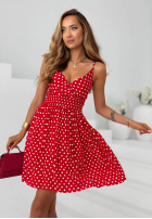 Rochie mini na ramiączkach w Buline Solar Dots roșie