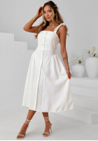 Rochie midi na wiązanych ramiączkach Sunset Aura albă
