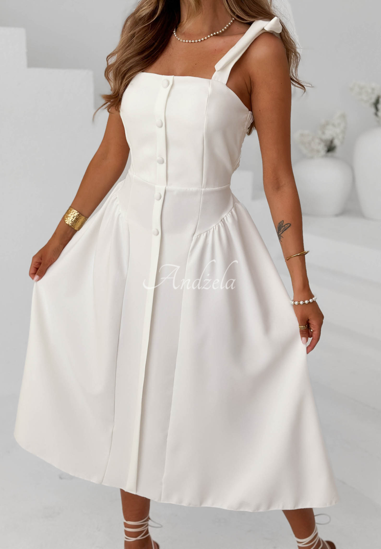 Rochie midi cu bretele legate Sunset Aura