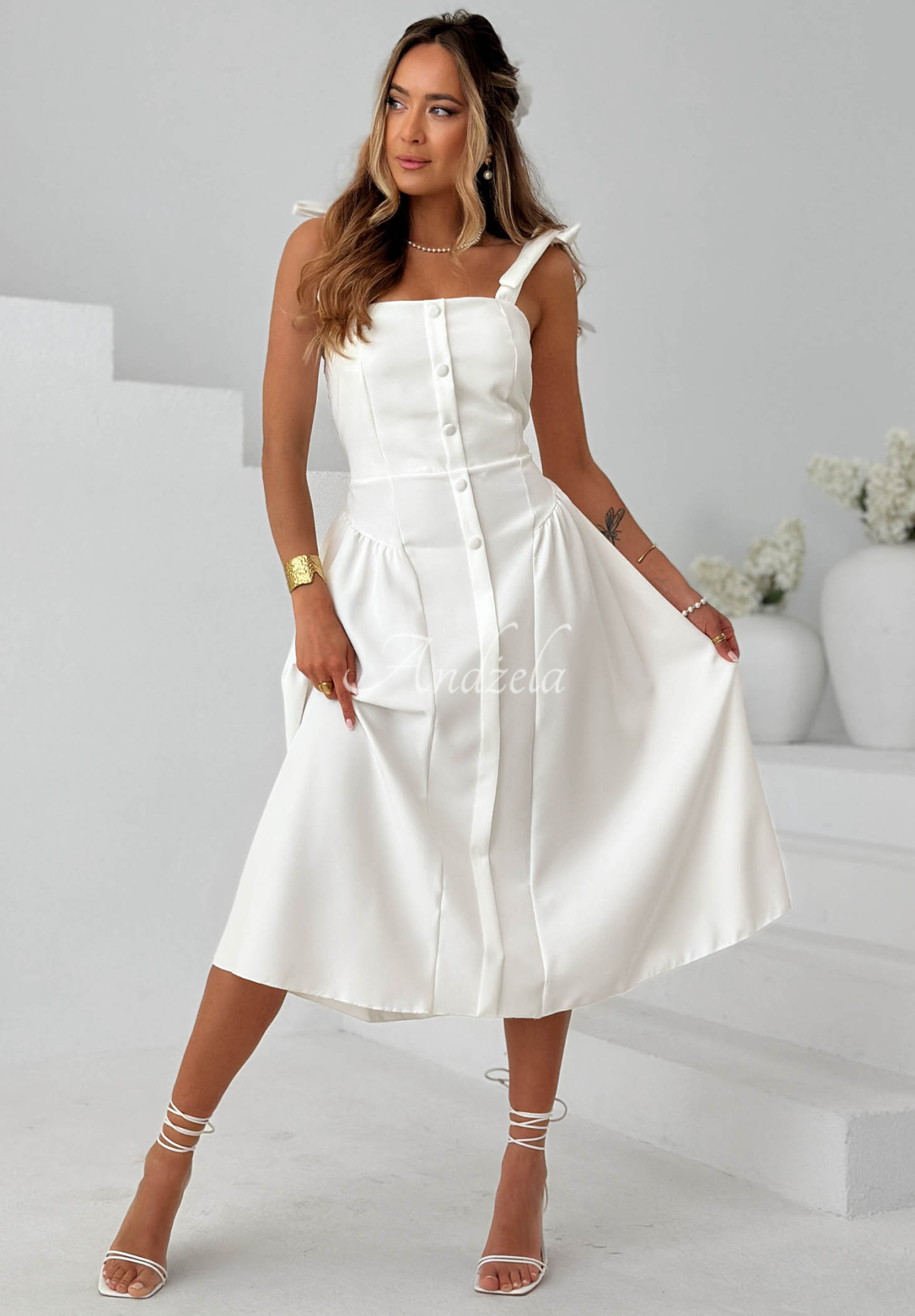 Rochie midi cu bretele legate Sunset Aura