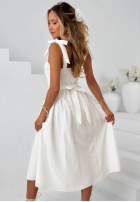 Rochie midi na wiązanych ramiączkach Sunset Aura albă