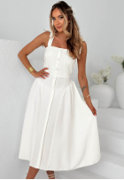 Rochie midi na wiązanych ramiączkach Sunset Aura albă