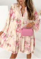 Kwiecista Rochie mini oversize Miss Florita albă