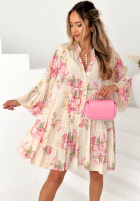 Kwiecista Rochie mini oversize Miss Florita albă