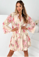 Kwiecista Rochie mini oversize Miss Florita albă