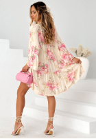 Kwiecista Rochie mini oversize Miss Florita albă