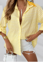 Cămașă w kratę Just Believe galben