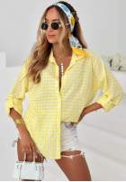 Cămașă w kratę Just Believe galben