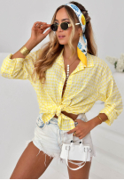 Cămașă w kratę Just Believe galben