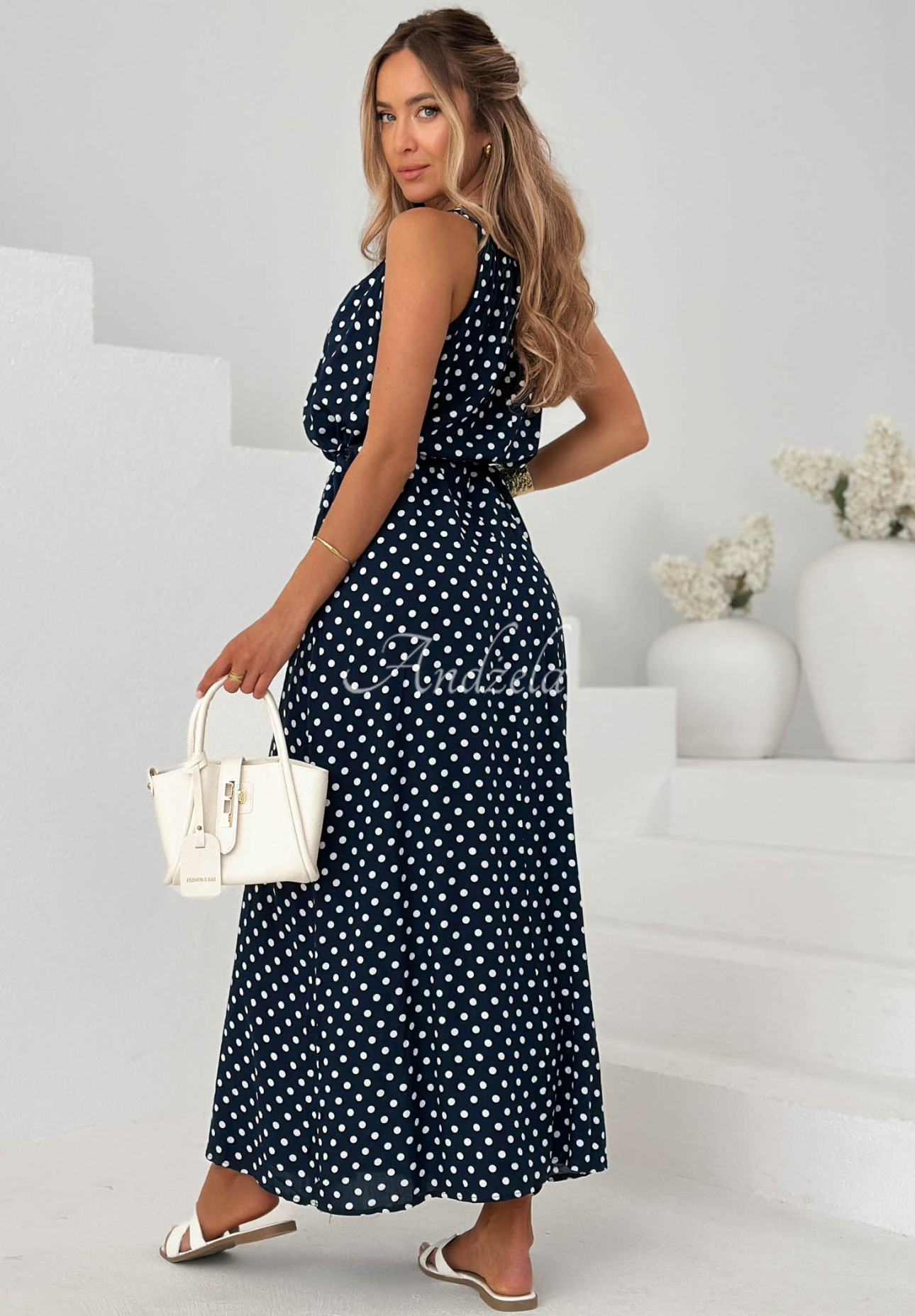 Rochie maxi din viscoză cu buline Sun &amp; Dots