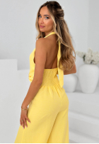 Długi Salopetă wide leg Sun Aura Alb