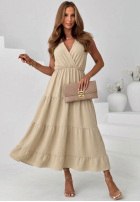 Rochie maxi na ramiączkach z falbankami Sunwave fucsia