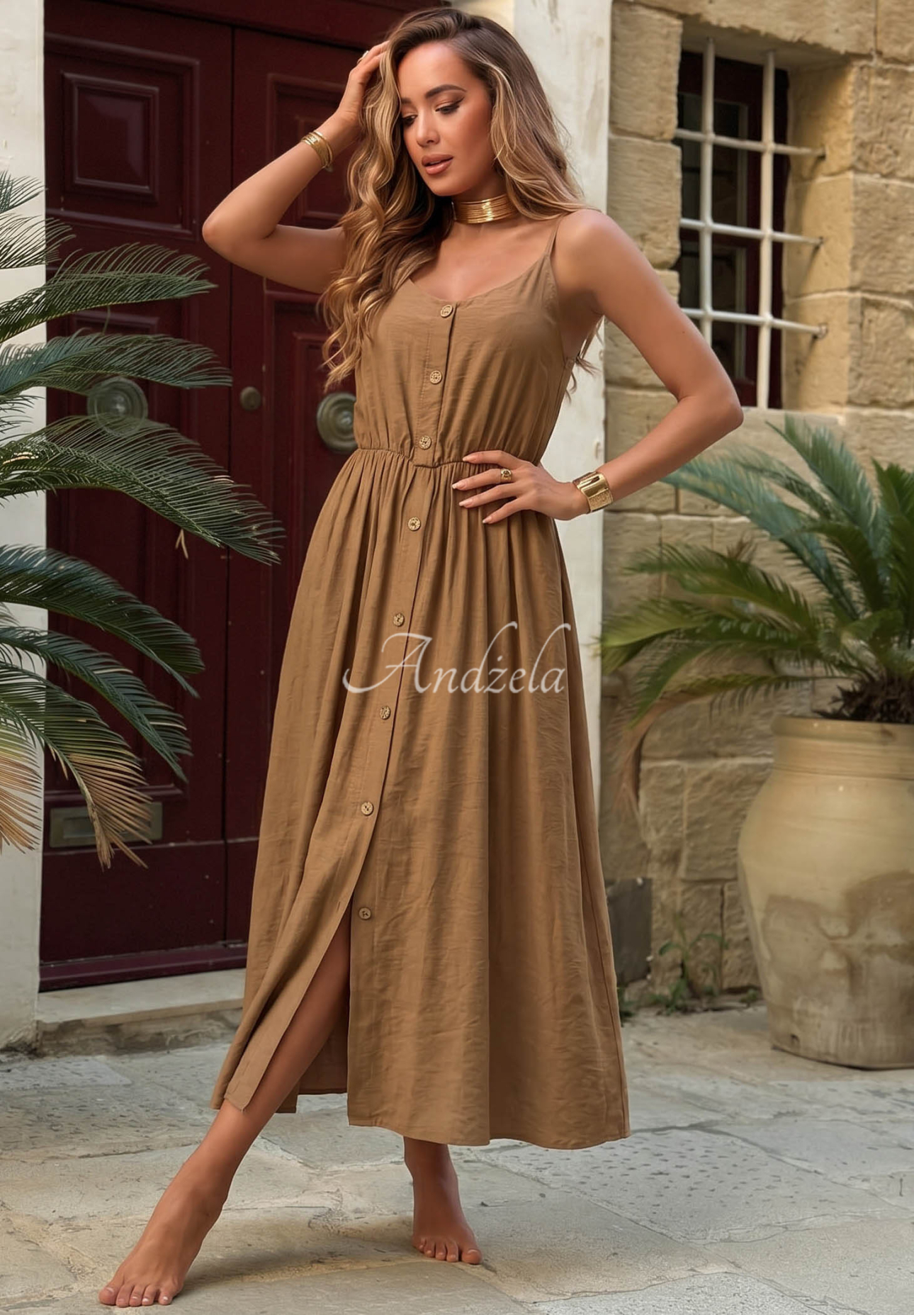 Rochie midi din viscoză cu bretele The Holiday