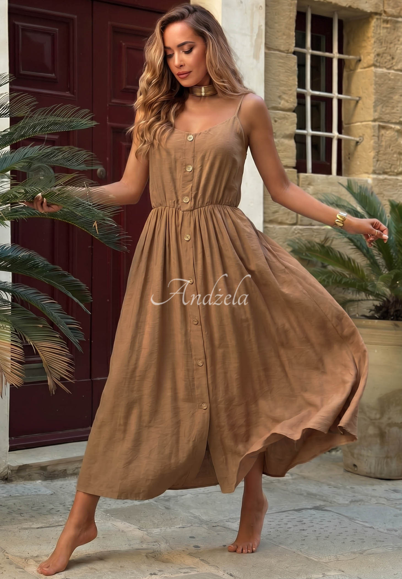 Rochie midi din viscoză cu bretele The Holiday