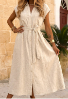 Koszulowa Rochie mini z paskiem Sandy Babe bej